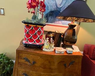 Low, chunky chest with roomy drawers.  Such a great accent piece.