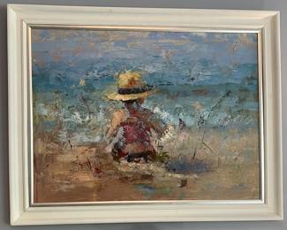Beautiful Beach Scene Oil Painting