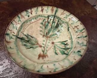 Vintage glazed clay bowl