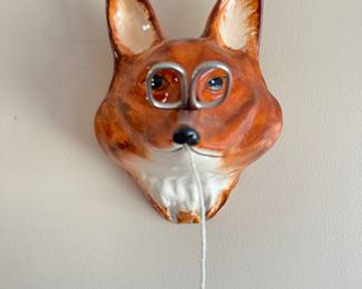 1940s English Babbacombe Pottery Fox Head Hanging String Holder - Hard to Find Item!!