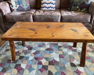 Vintage solid wood Pine coffee table. It is stamped Ferris. Incredible heavy and sturdy!