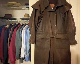 Oilskin duster/coat and hat Size small