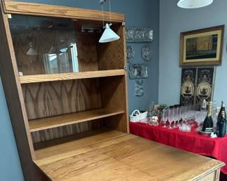 open display cabinet with an expandable table