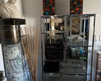 Mid-Century Chrome Etagere glass shelves