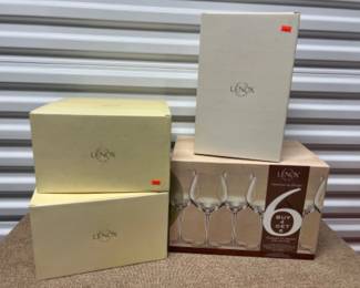 Lenox Linen & Lace Centerpiece Bowls & Medium Vase + Wine Glasses