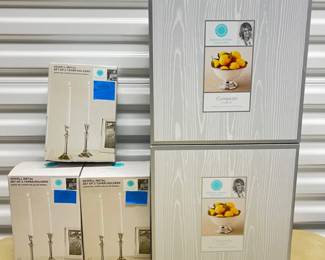 NIB Martha Stewart Compote Bowls & Sewell Metal Taper Candle Holders