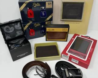 	NEW Mens Leather Belts & Wallets +Ralph Lauren Polo Mini Scents