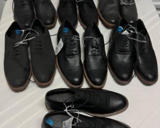 9 Pairs of NEW Black Leather Perry Ellis Shoes - Sz 10