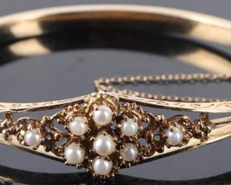 Antique pearl 14k gold bracelet