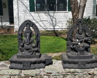 Very heavy carved stone garden statues