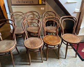 Set of Bentwood Chairs with Embossed Seats