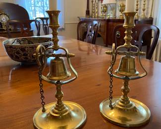 Impressive Pair of Bell Metal Stepped Base Candlesticks of a large size 
