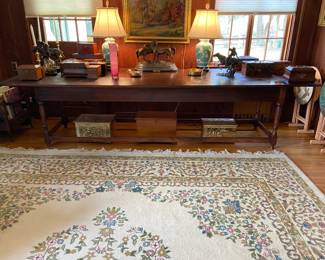 10 foot long Tavern Table and room size Oriental