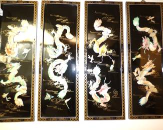 Black Lacqured panels with mother of pearl