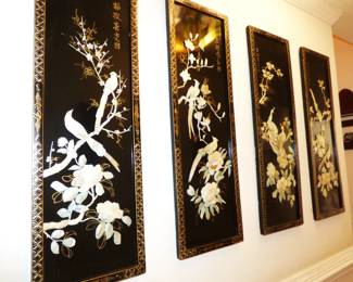 Black Lacqured panels with mother of pearl