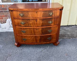 Antique Four Drawer Flame Mahogany Chest