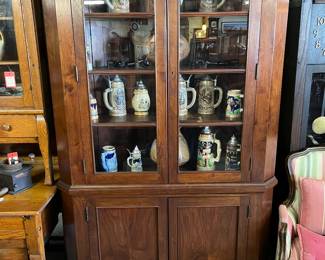 Vintage, large walnut corner cabinet.
