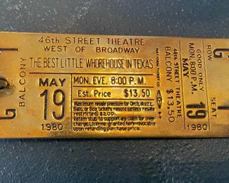 Vintage metal, gold Broadway ticket keychain