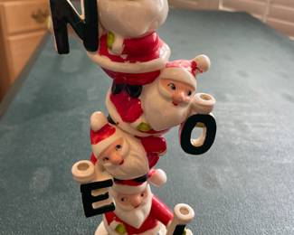 VTG 1958 CERAMIC HOLT HOWARD 3 TIERED STACKED SANTAS CANDLEHOLDER CHRISTMAS