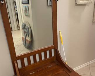 Hall tree with mirror and storage