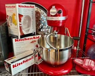 Kitchen Aid bowl lift stand mixer and accessories