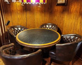MCM Table and Four Barrel Chairs