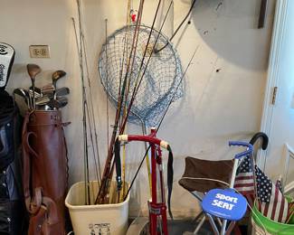 Fishing Poles, Net, Golf Caddies