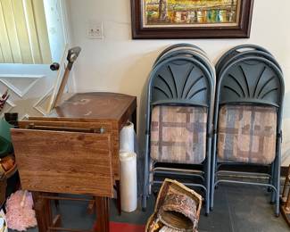 Painting, Folding Chairs, TV Trays, Baskets,