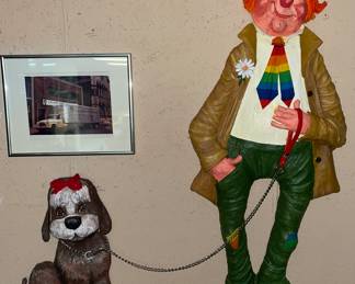 Paper Mache Clown & His Dog