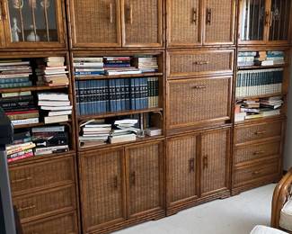 American of Martinsville Vintage Faux Bamboo Style interchangeable Wall Units. Wonderful Bookcase and Storage - TWELVE Pieces Make Up This Large Set - Selling by the Piece