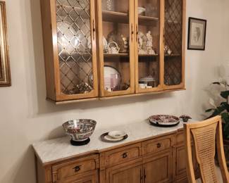 Vintage Marble Top Dining Cabinet China Storage