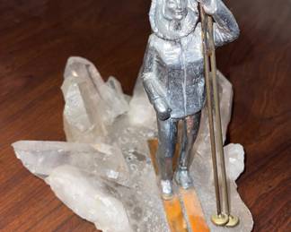 Downhill Skier on Ice, Crystals, Quartz