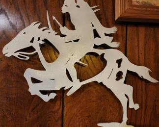 Large Metal Horse and Native American Rider