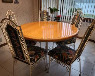 Vintage Wrought Iron Kitchen Table and Chairs