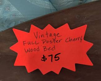 VINTAGE - FULL POSTER BED, WOOD, HEADBOARD & FOOTBOARD - $75