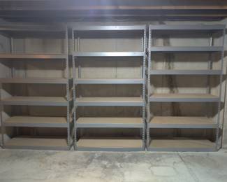 9 - MUSCLE RACK, 6-TIER HEAVY DUTY STEEL GARAGE SHEVLING UNITS - IN GREY - LIKE NEW AND IN EXCELLENT CONDITION - $100 EACH (DIMENSIONS: 48 IN-W, 84 IN H, 18.5 IN D)