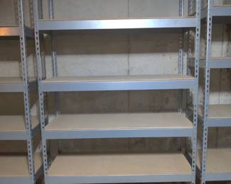9 - MUSCLE RACK, 6-TIER HEAVY DUTY STEEL GARAGE SHEVLING UNITS - IN GREY - LIKE NEW AND IN EXCELLENT CONDITION - $100 EACH (DIMENSIONS: 48 IN-W, 84 IN H, 18.5 IN D)