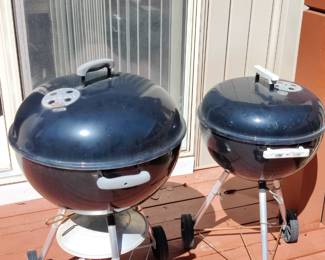 WEBER 22 INCH, KETTLE CHARCOAL GRILL - $40, WEBER 19 INCH, KETTLE CHARCOAL GRILL - $30