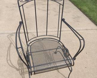 HEAVY DUTY WROUGHT IRON, PATIO/DECK FURNITURE - TABLE W/ 4 ROCKING CHAIRS - $250