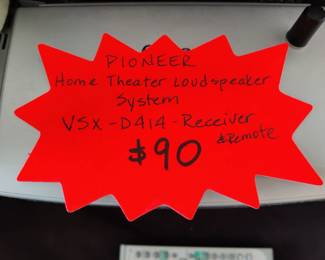 PIONEER - HOME THEATRE LOUD SPEAKSER SYSTEM W/ WIRELESS REAR SPEAKERS - VSX-D414 RECEIVER & REMOTE - $90