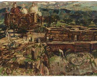 148
Roger Edward Kuntz
1926-1975, American
"Mitla, Mexico"
Oil on canvas
Signed lower right: Kuntz; titled verso
30" H x 40" W
Estimate: $3,000 - $5,000
