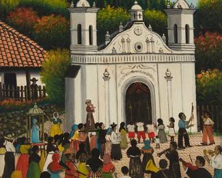 146
Jose Antonio Velasquez
1906-1983, Honduran
"Honduras," 1963
Oil on canvas
Signed, titled, and dated lower right: Jose Antonio Velasquez
22" H x 17.25" W
Estimate: $700 - $900