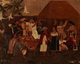 145
20th Century Ecuadorian School
Family Gathering
Oil on canvas laid to masonite
Unsigned
40" H x 42.5" W
40" H x 42.5" W
Estimate: $2,000 - $3,000