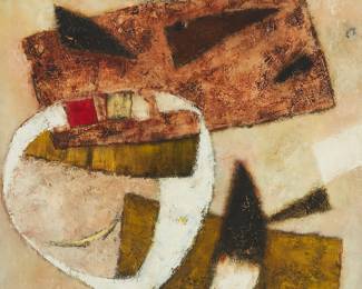 66
Enrique Galdos Rivas
b. 1933, Peruvian
"Ancestros," 1965
Oil on canvas
Signed and dated lower right: Galdos Rivas; titled, dated, and inscribed, verso
33.5" H x 25.5" W
Estimate: $2,000 - $4,000
