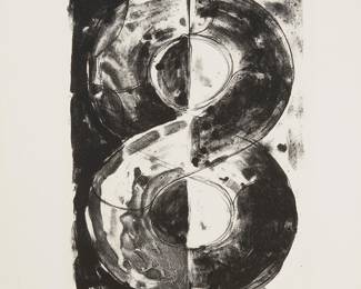 7
Saverio Castellano
1934-1996, Brazilian
"8," 1972
Lithograph on wove paper
Edition: 38/44
Signed and dated in pencil in the lower margin, at right: Saverio; titled on a label affixed to the frame's backing board
Image: 19" H x 13.5" W; Sheet: 28" H x 20.5" W
Estimate: $400 - $600