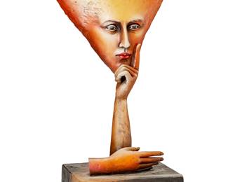 135
Sergio Bustamante
b. 1949, Mexican
Triangle Thinker
Polychromed resin
Edition: 46/150
Signed and numbered to top of base: Sergio Bustamante ©
17.25" H x 8.75" W x 8.125" D
Estimate: $800 - $1,200