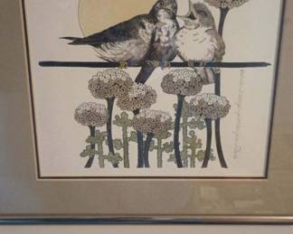 Framed & Matted Mixed Media Print "Reluctant Fledgling" by Yvonne Davis