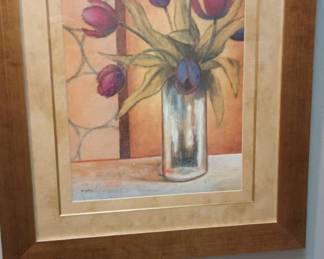 Framed Watercolor Print - Bouquet of Tulips Still Life by St. John