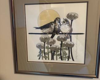 Framed & Matted Mixed Media Print "Reluctant Fledgling" by Yvonne Davis