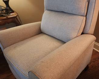 One of Two Linen Recliners